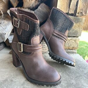 Chinese Laundry Layla women’s metallic ankle two toned brown boots Sz-8.5 H